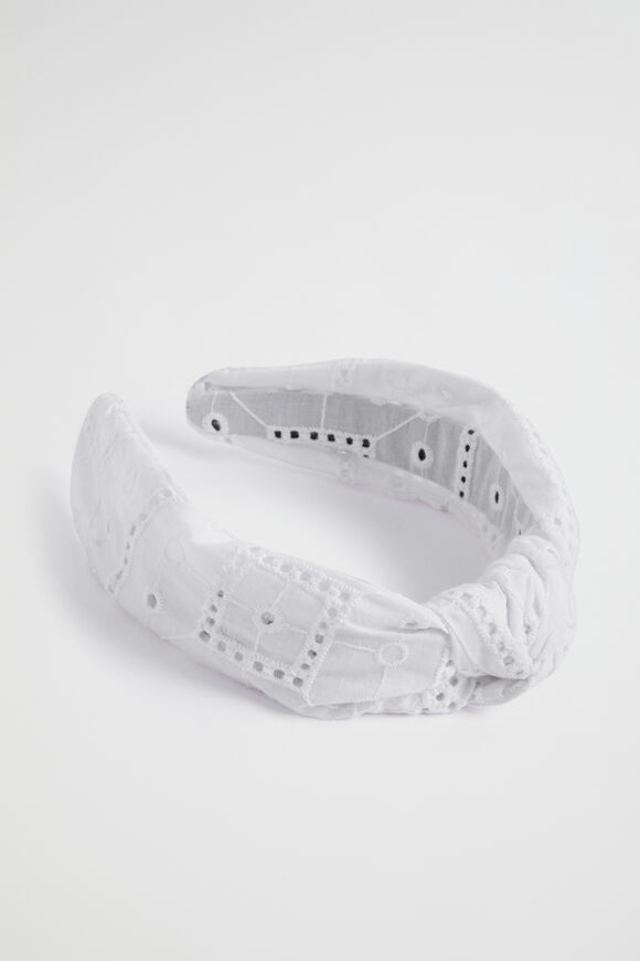 Broderie Knot Headband  White  hi-res