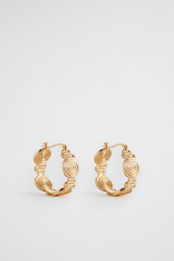Spiral Hoop Earring  Gold  hi-res