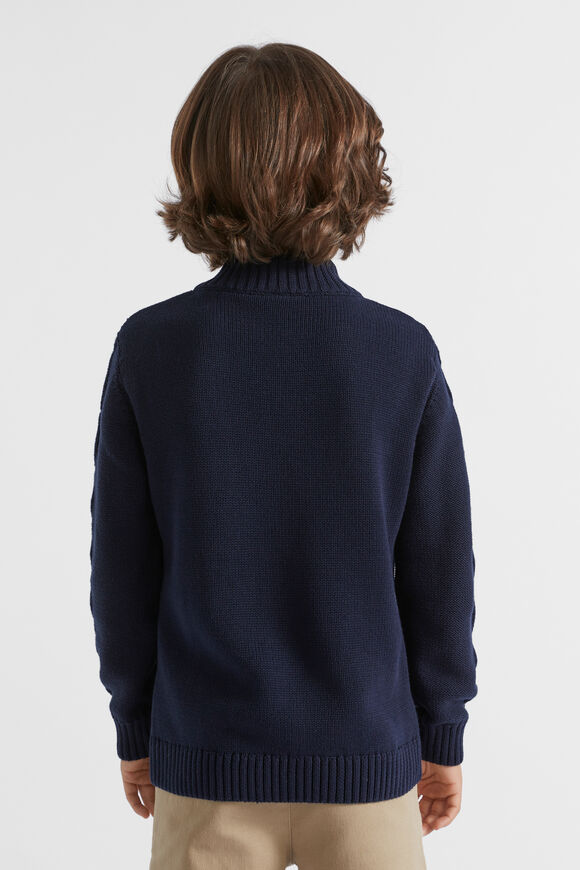 Button Cable Knit  Midnight Blue  hi-res