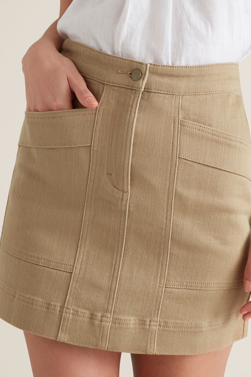 Stitch Detail Denim Skirt  
