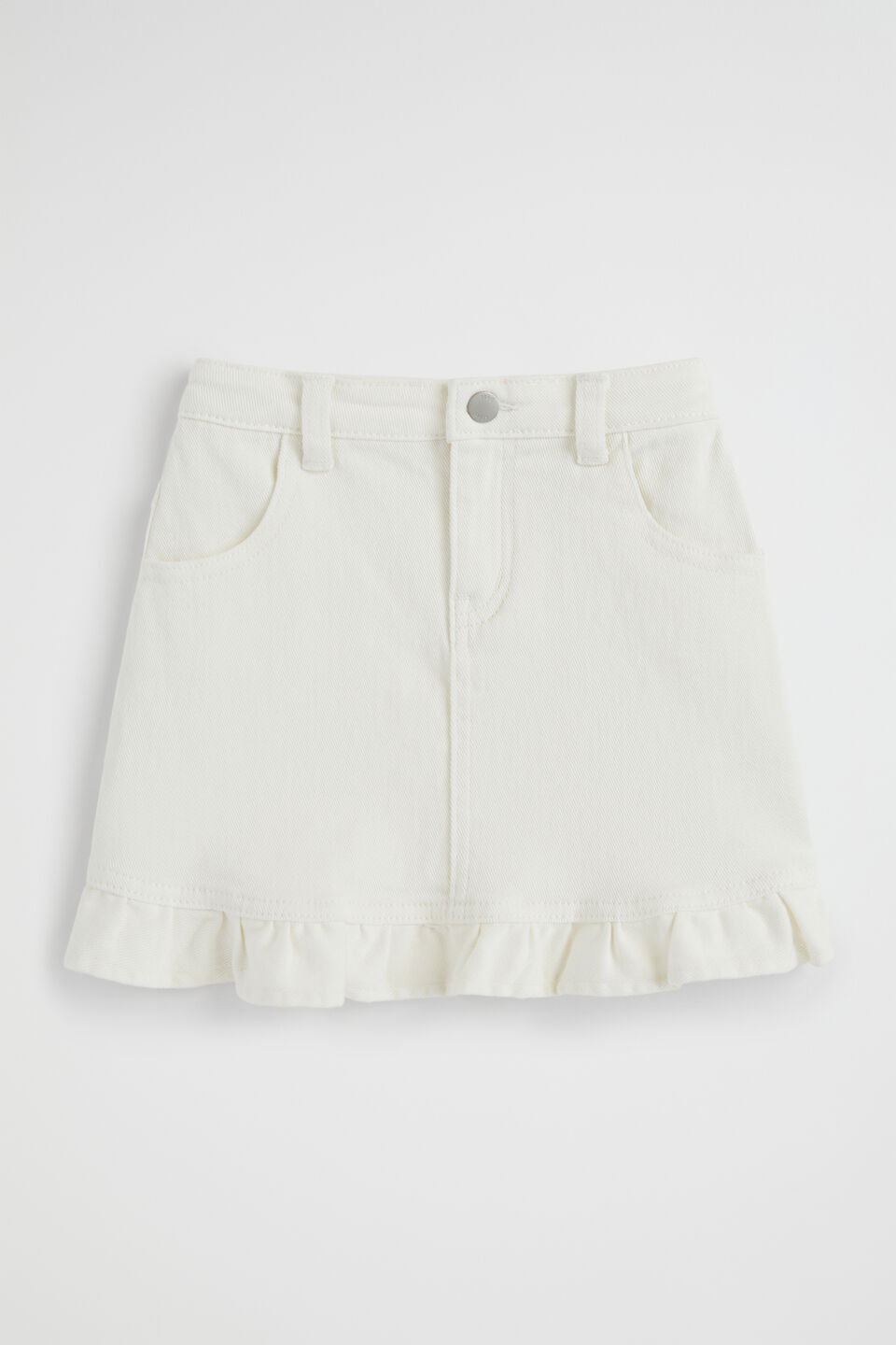 Denim Frill Skirt  Vintage White Wash