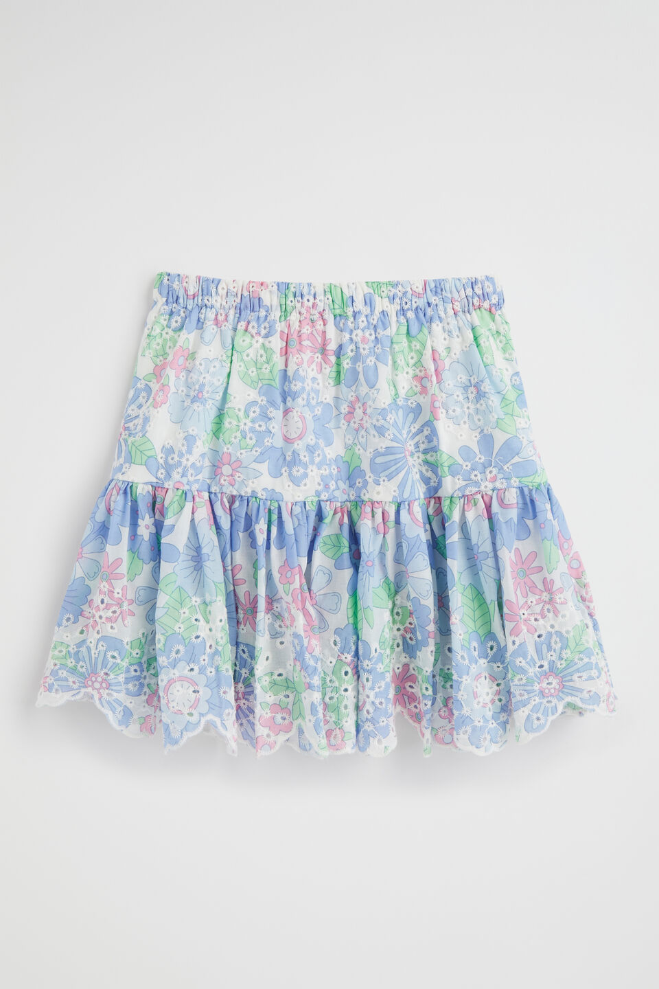 Cutwork Floral Skirt  Baby Blue