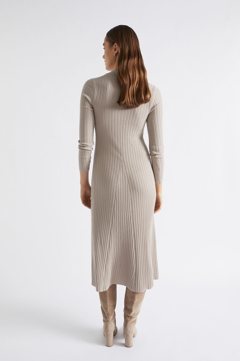 Relaxed Polo Knit Dress  Light Storm