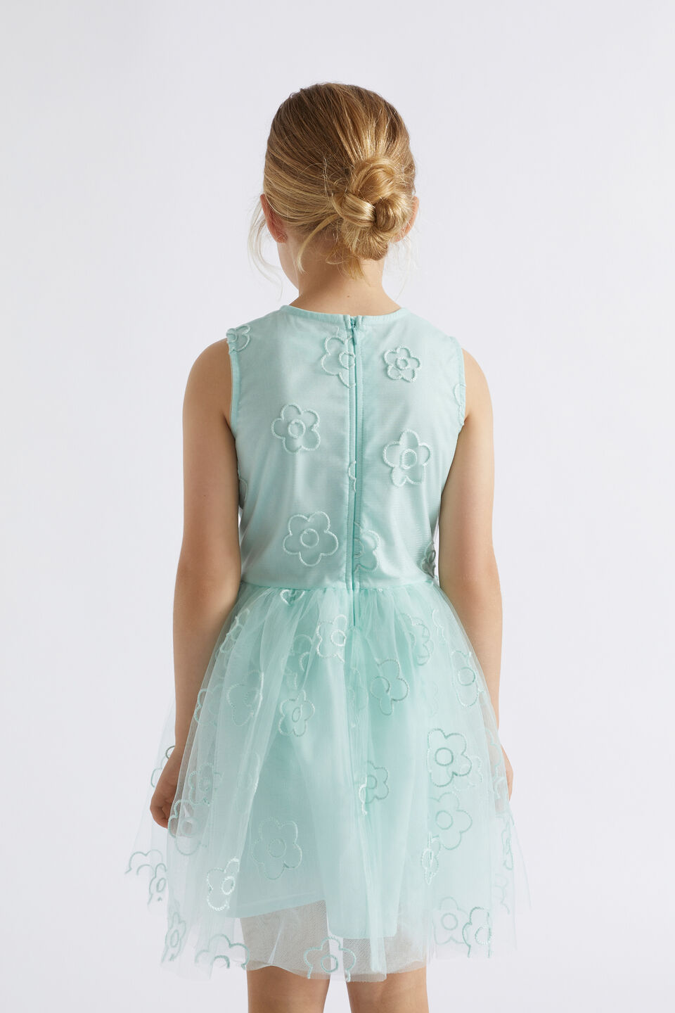 Daisy Embroidered Dress  Mint