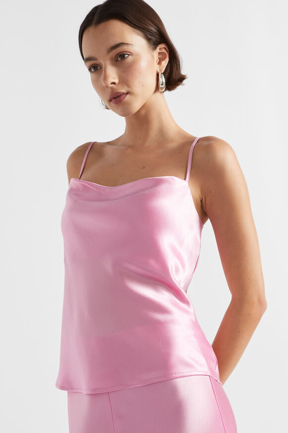 Satin Cowl Neck Camisole  Pink Gin  hi-res