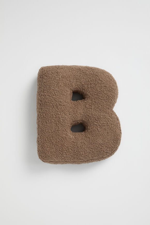Teddy Initial Cushion Cocoa  B  hi-res