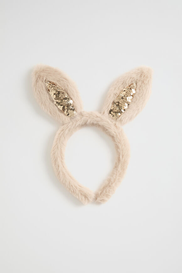 Sequin Fur Bunny Ears Headband  Multi  hi-res