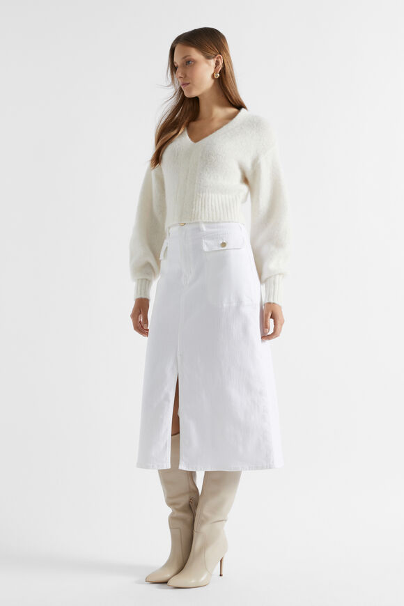 Denim Midi Pocket Skirt  Cloud Cream  hi-res