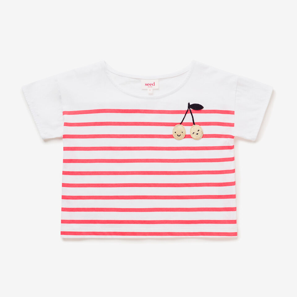Fruity Embroidered Stripe Tee  