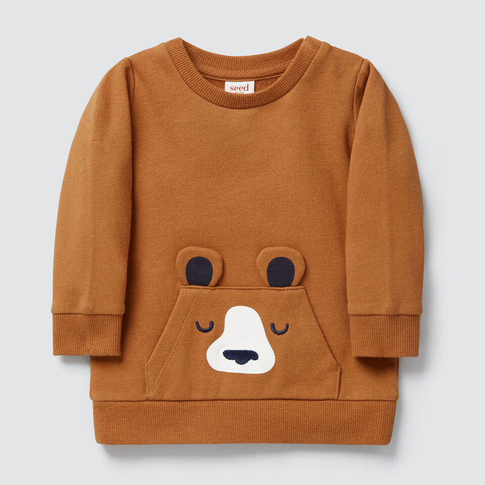 Bear Pocket Crew Sweater  