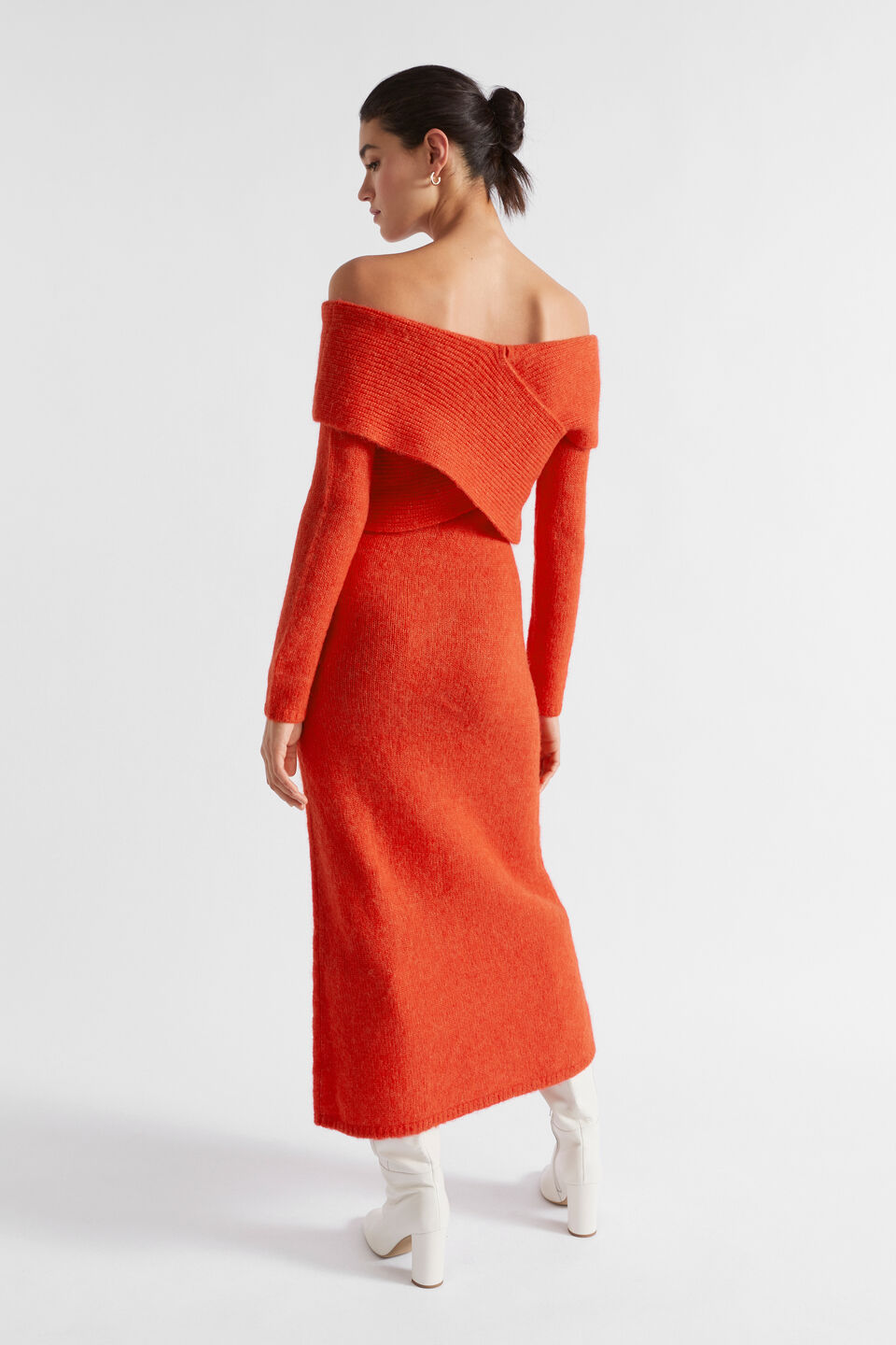 Alpaca Blend Off Shoulder Midi Dress Seed Heritage NZ