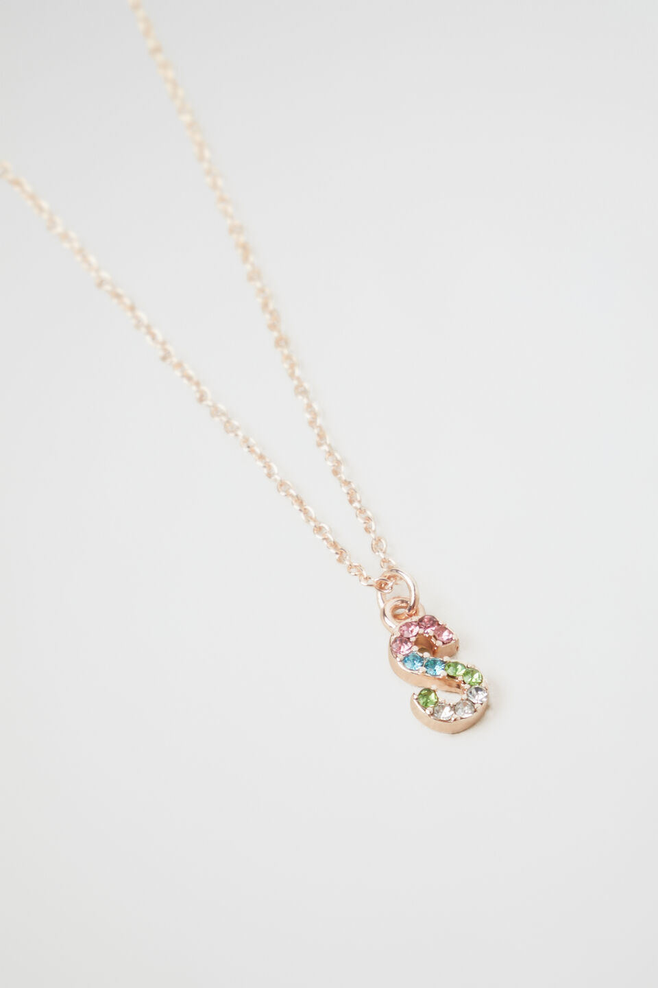 Rainbow Diamante Initial Necklace  S