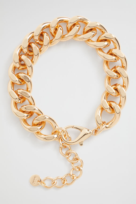 Flat Curb Chain Bracelet  Gold  hi-res
