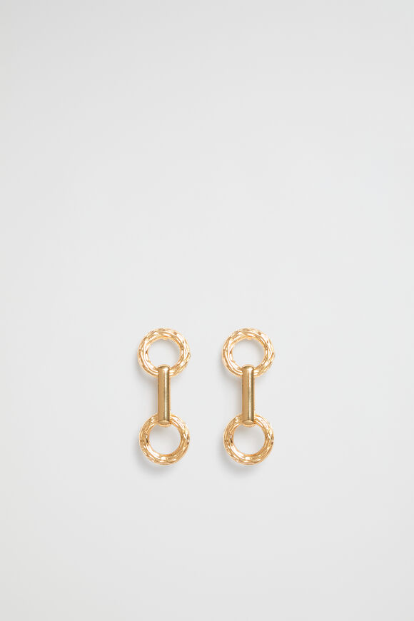 Double Ring Earring  Gold  hi-res