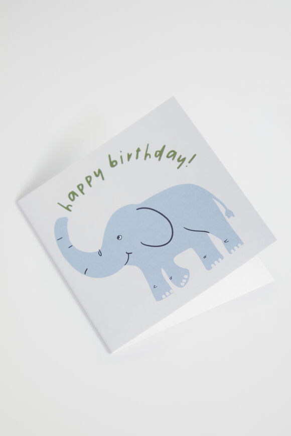 Small Happy Birthday Elephant Card  Multi  hi-res