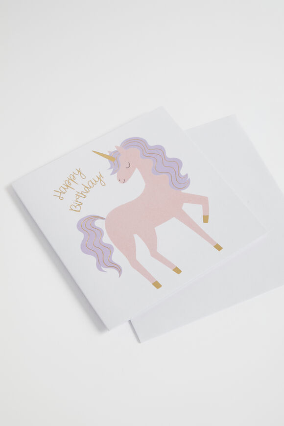 Large Happy Birthday Unicorn Card  Multi  hi-res