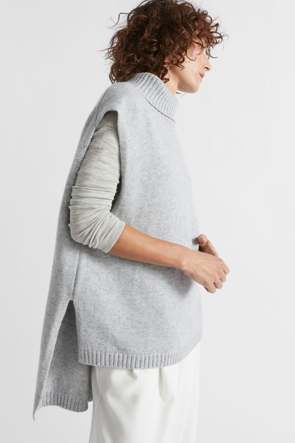 Roll Neck Poncho  Silver Marle  hi-res