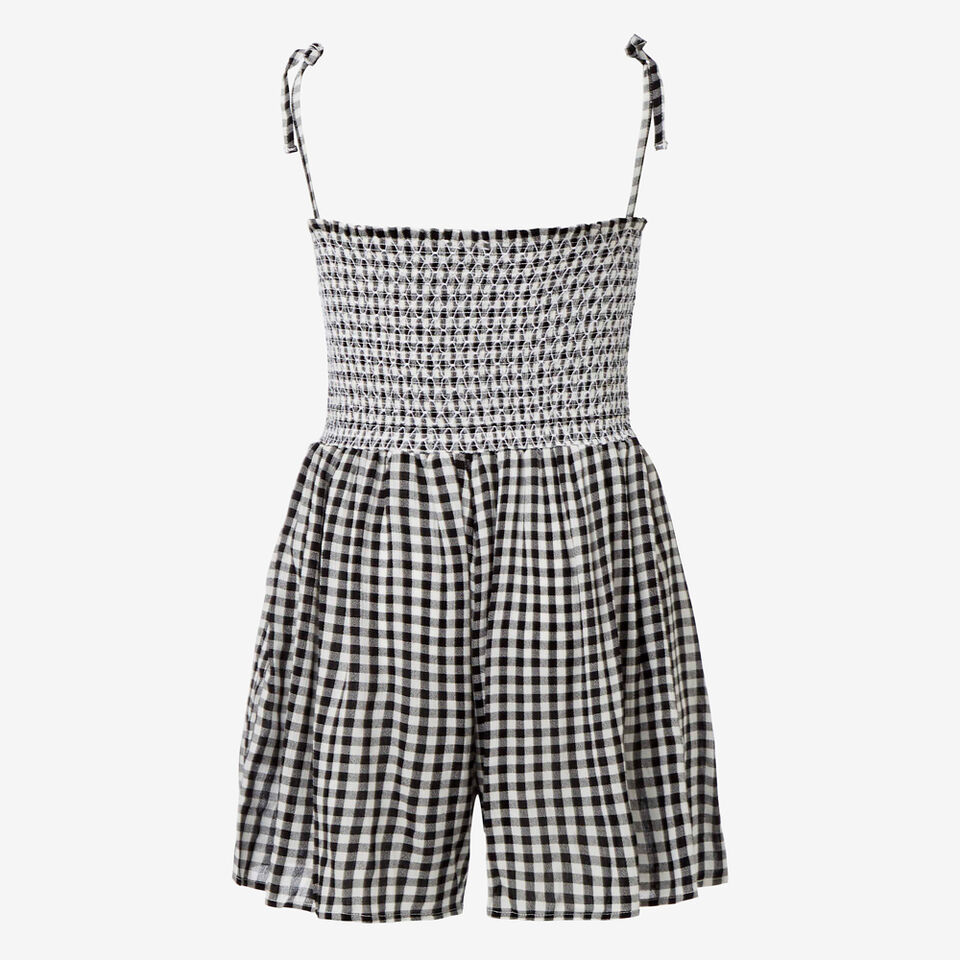 Shirred Gingham Playsuit  