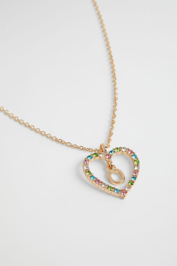 Rainbow Heart Initial Necklace  O  hi-res