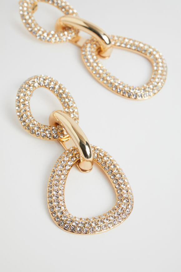 Crystal Link Earring  Gold  hi-res