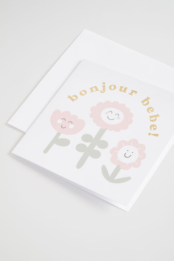 Large Bonjour Bebe Flower Card  Multi  hi-res