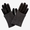 Rib Knit Leather Gloves    hi-res