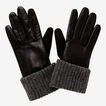 Rib Knit Leather Gloves    hi-res