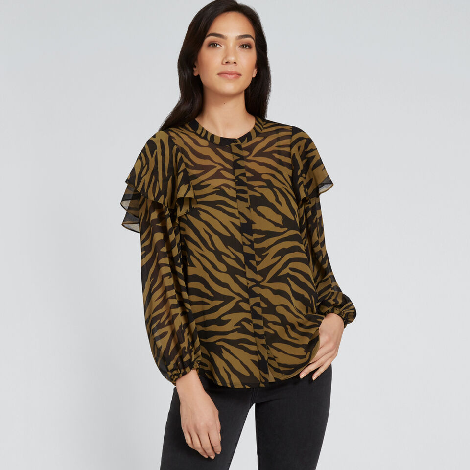 Zebra Blouson Sleeve Shirt  