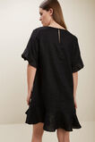 Linen Flutter Sleeve Dress  Black  hi-res
