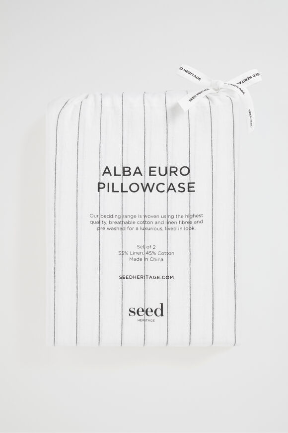 Alba Euro Pillowcase  Black Stripe  hi-res