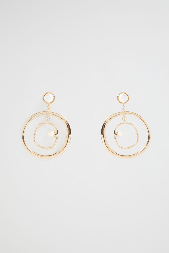 Pearl Circle Earring  Gold  hi-res