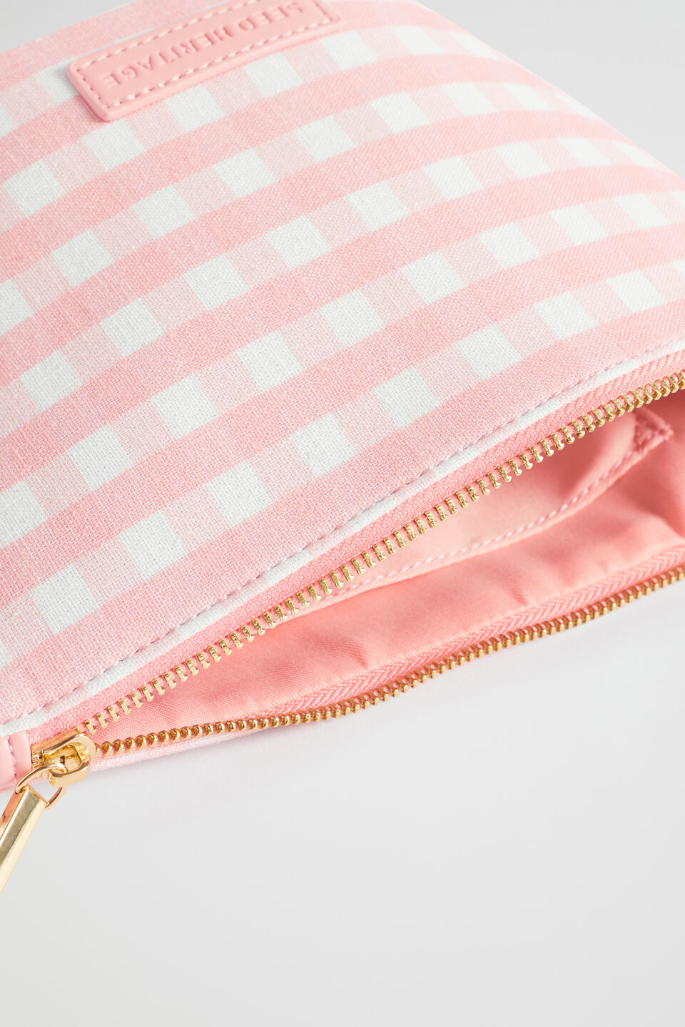 Gingham Cosmetic Bag  Peony