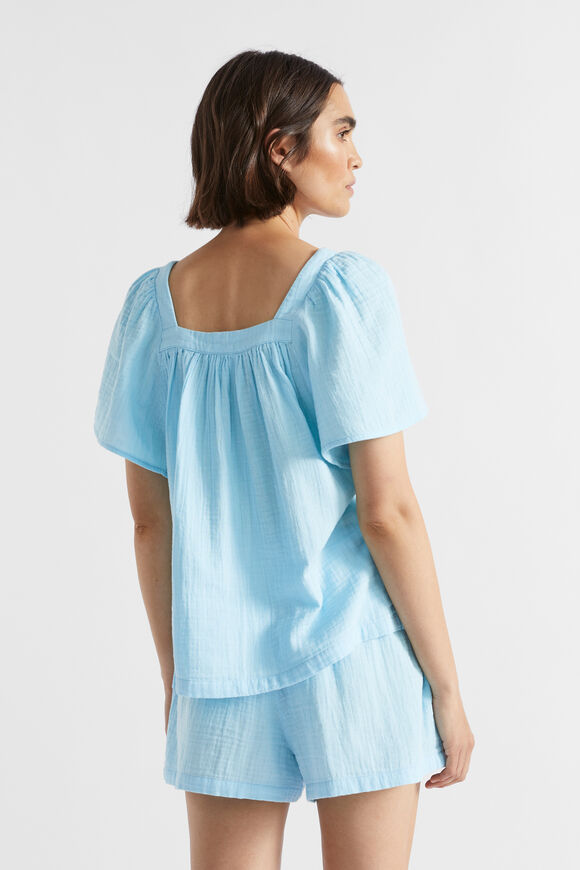 Flutter Sleeve PJ Top and Short Set  Shimmer Blue  hi-res