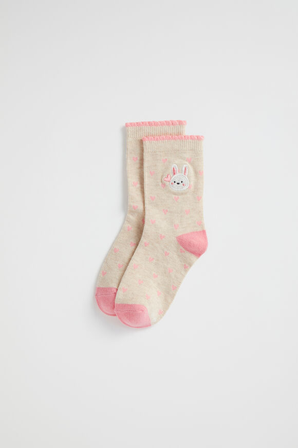 Bunny Embroidery Sock  Multi  hi-res