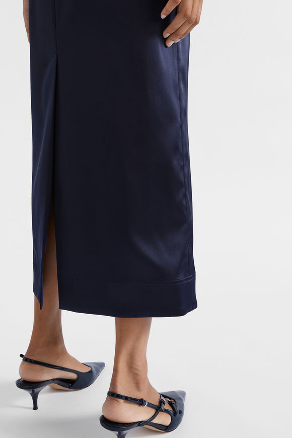 Satin Midi Column Skirt  Midnight Sky  hi-res