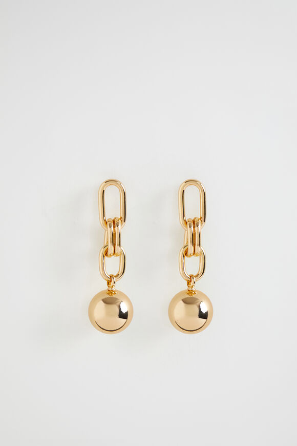 Chain Link Sphere Earring  Gold  hi-res