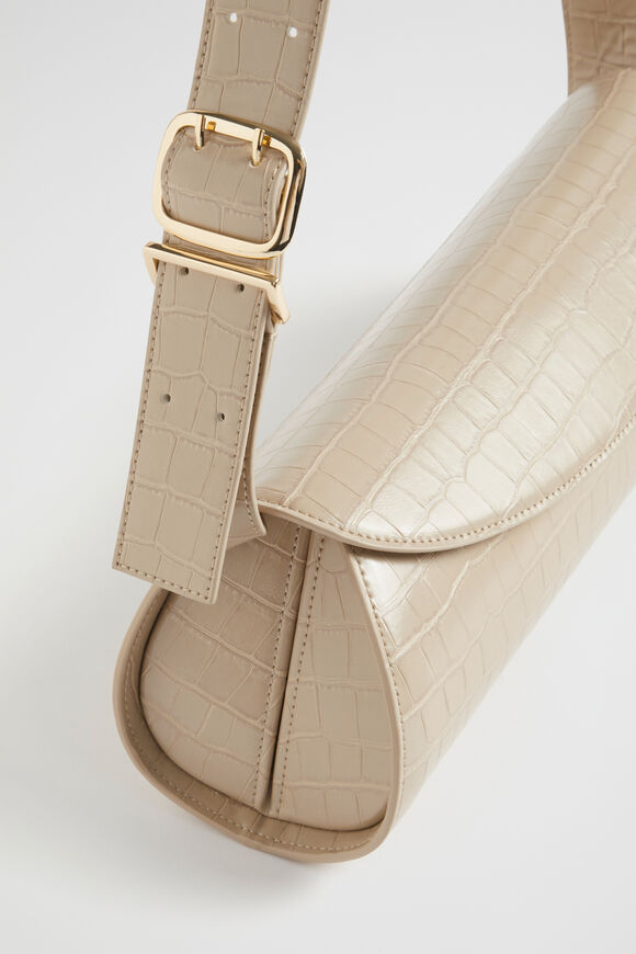 Structured Shoulder Bag  Champagne Beige Croc  hi-res