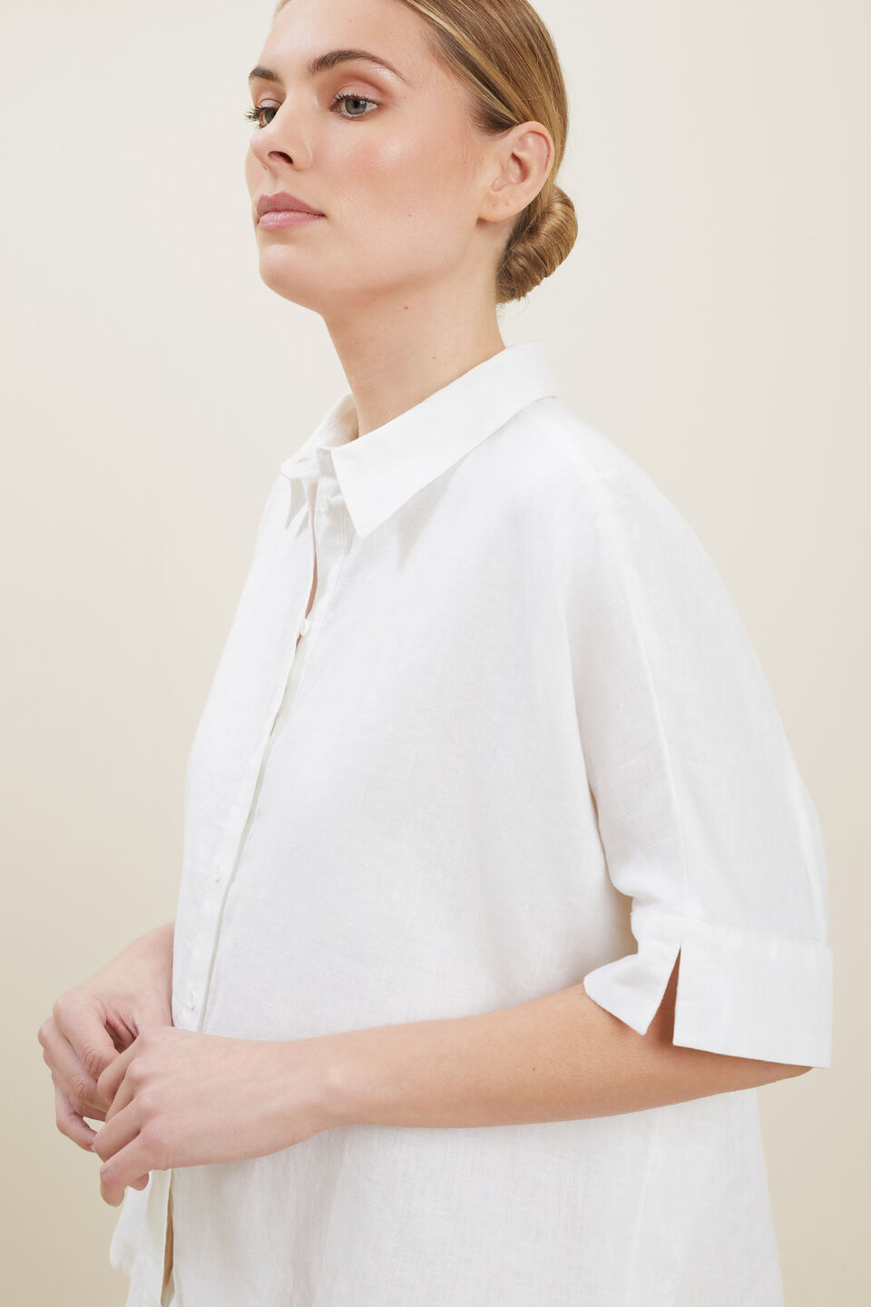 Linen Button-Down Shirt  Whisper White