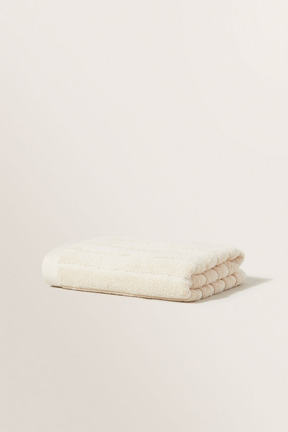 Cotton Stripe Hand Towel  Ivory Cream  hi-res