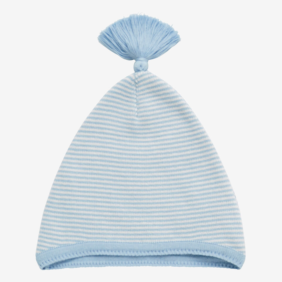 Knit Stripe Tassel Hat  