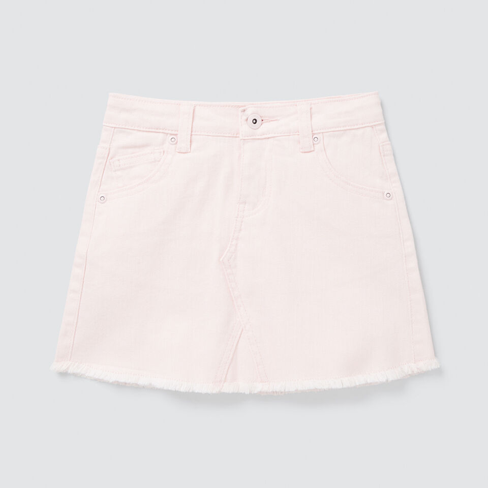 Curved Hem Denim Skirt  