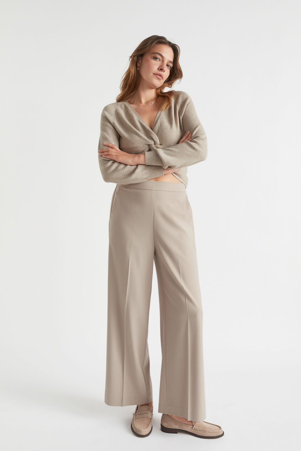 Wide Leg Elasticated Pant  Light Storm