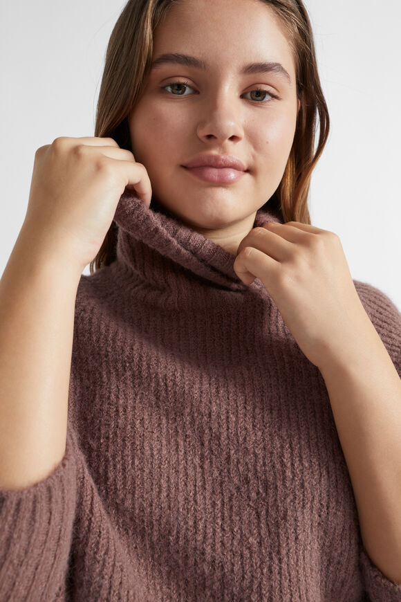 High Neck Crop Knit  Cocoa  hi-res