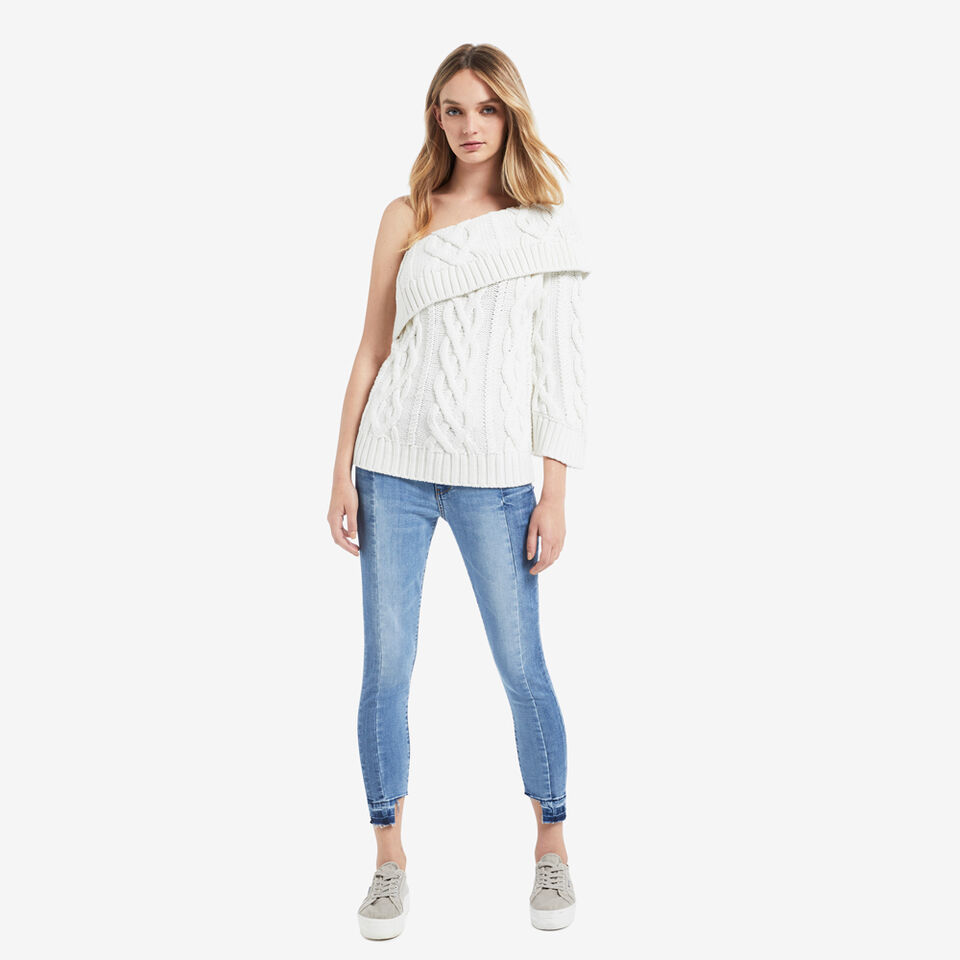 One Shoulder Cable Sweater  