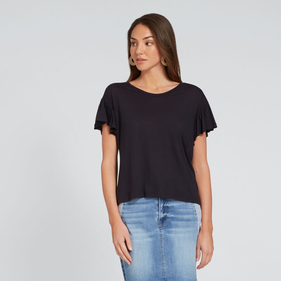 Easy Frilled Sleeve Tee  