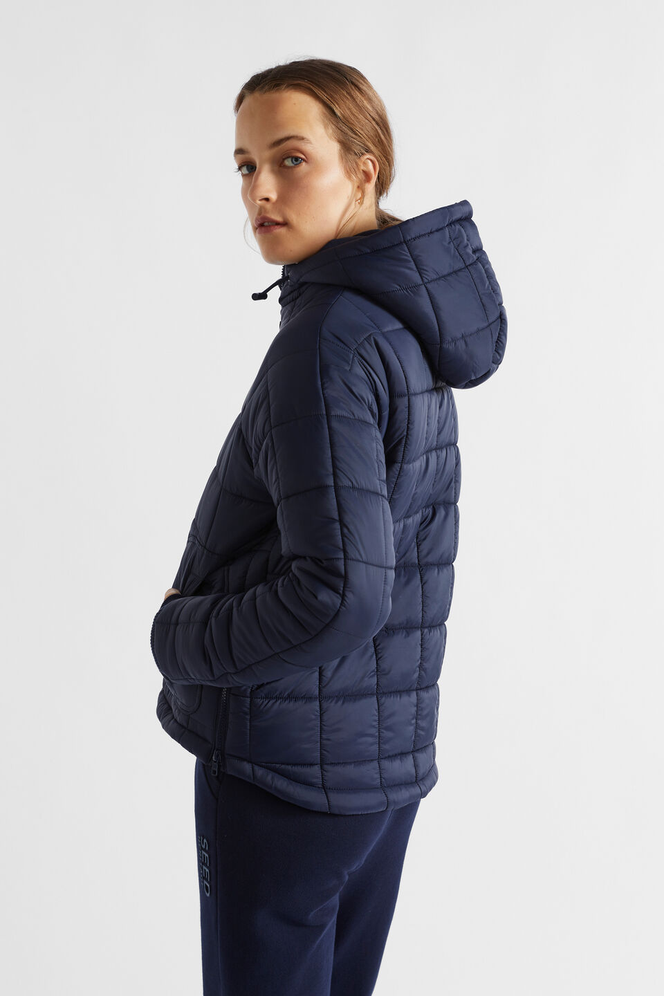 Side Zip Puffer Jacket  Midnight Sky