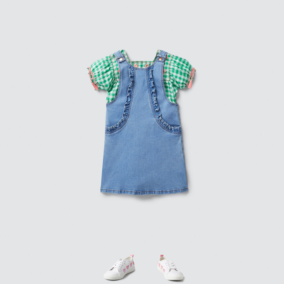 Denim Frill Pinafore  