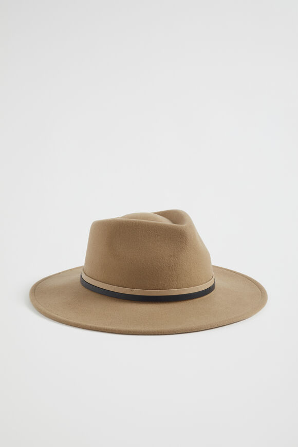 Felt Trim Fedora  Champagne Beige  hi-res