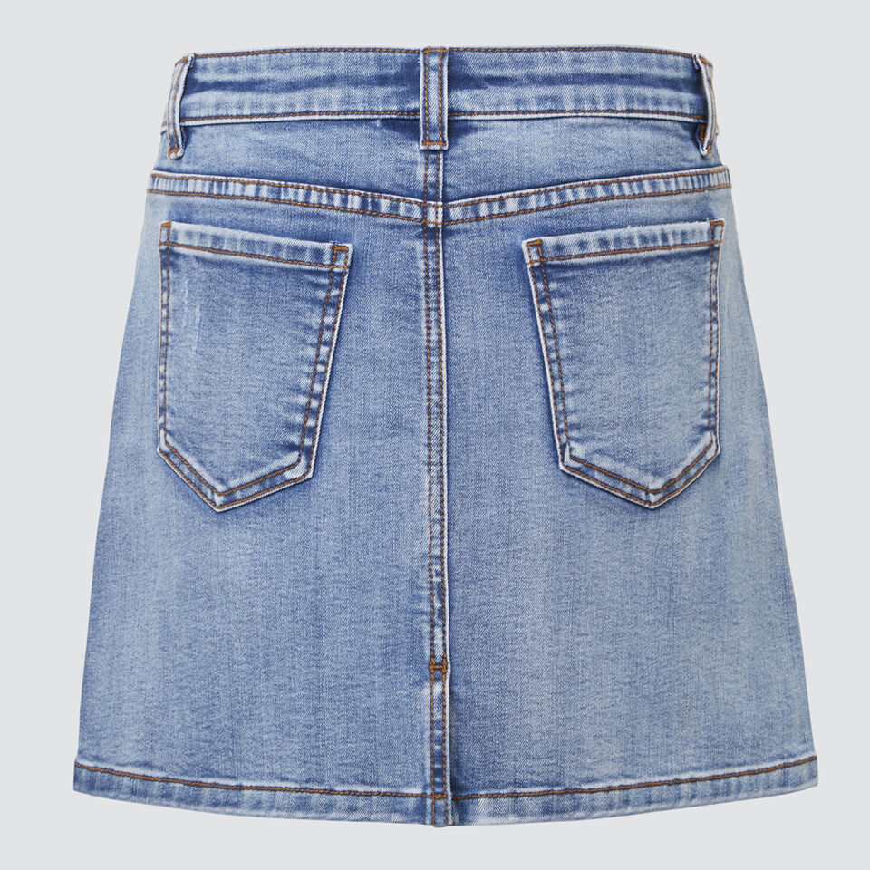 Distressed Denim Skirt  