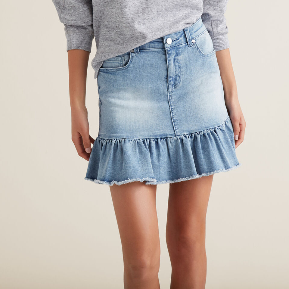 Raw Frill Denim Skirt  